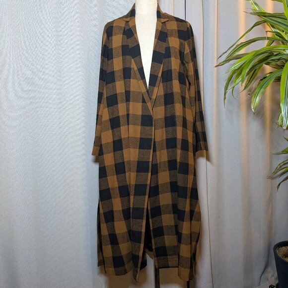 Ali Golden Brown Jacket Notch Silk Jacket Copper Plaid Size XS - Picture 4 of 9